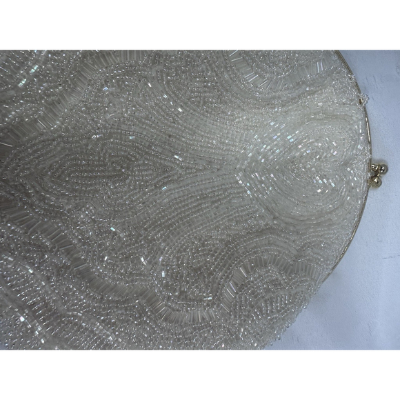 Carla Marchi White Sequin Clutch Bag Purse With Metal Strap Vintage - Picture 5 of 8